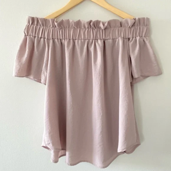 Off The Shoulder Blush Pink Blouse - Picture 1 of 4